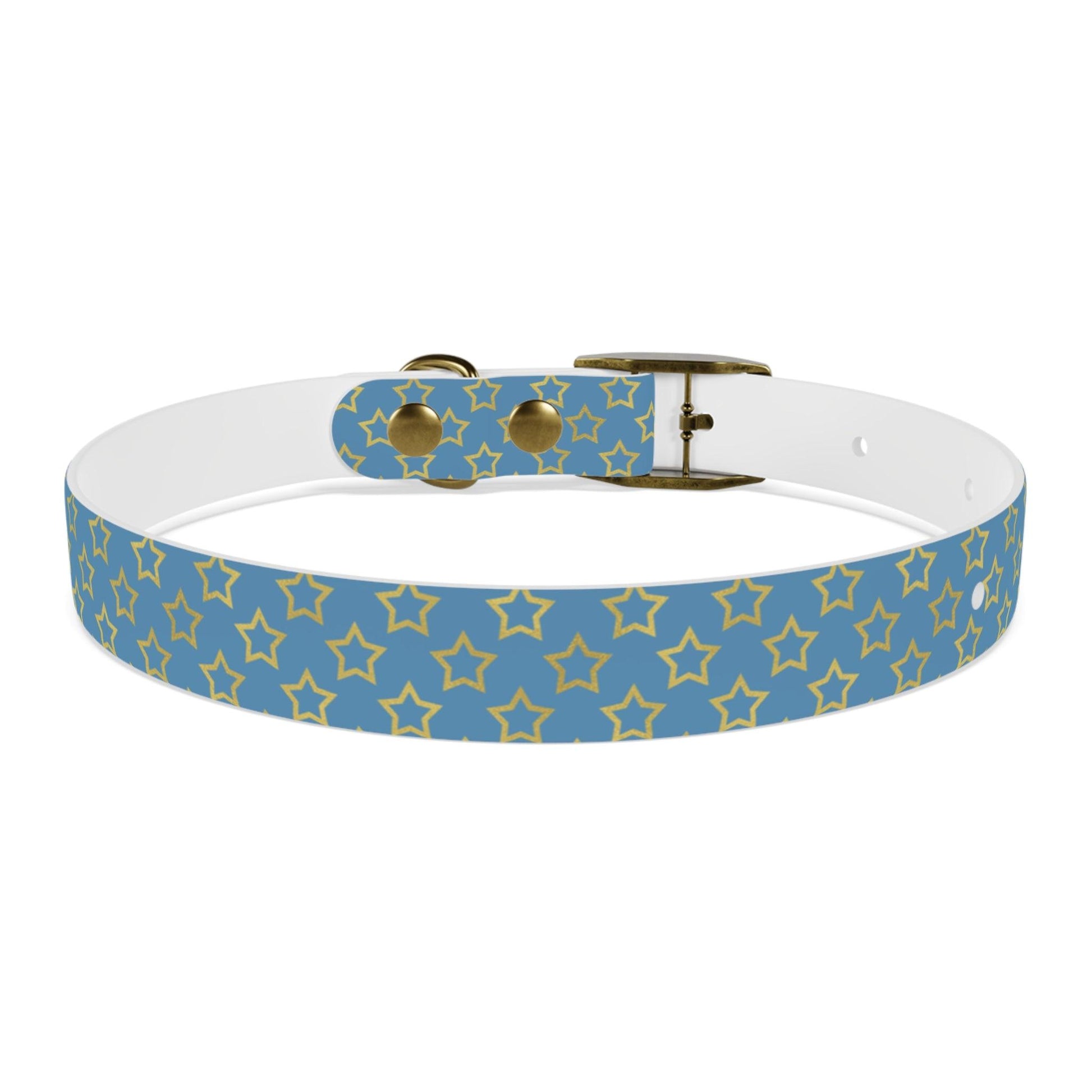 Dog Collar blue with yellow statrs - Weird Wembley's Leashes & Collars 