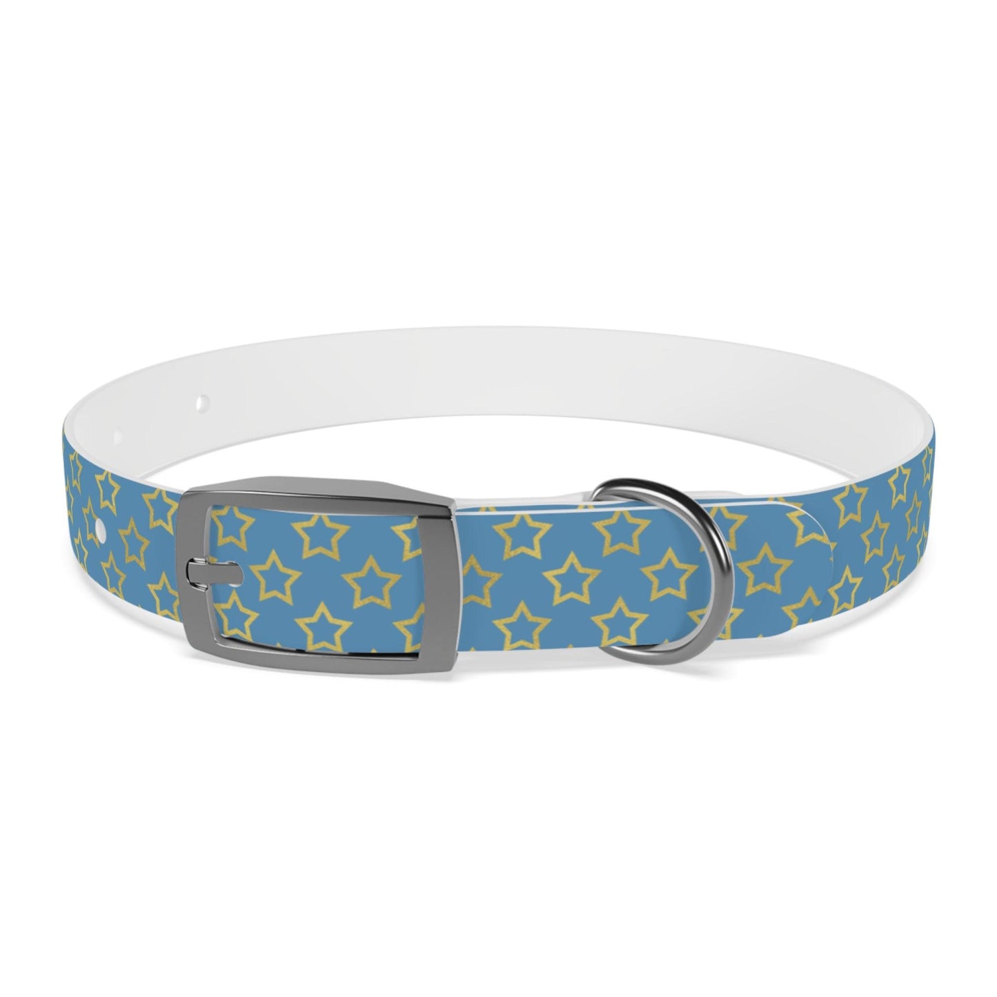 Dog Collar blue with yellow statrs - Weird Wembley's Leashes & Collars 