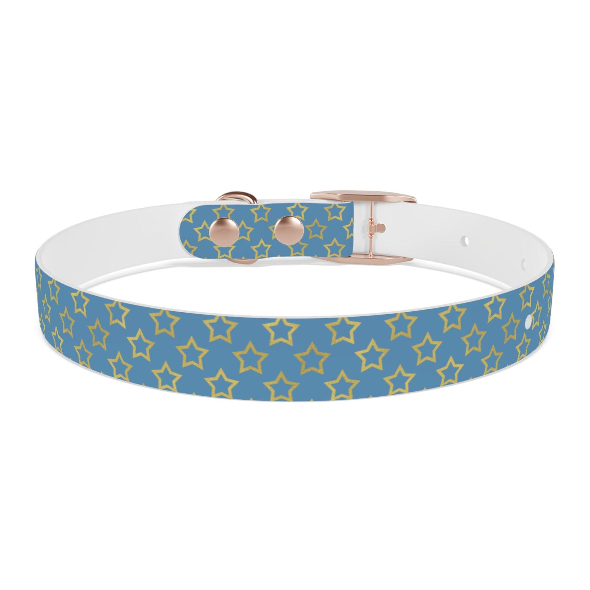 Dog Collar blue with yellow statrs - Weird Wembley's Leashes & Collars 