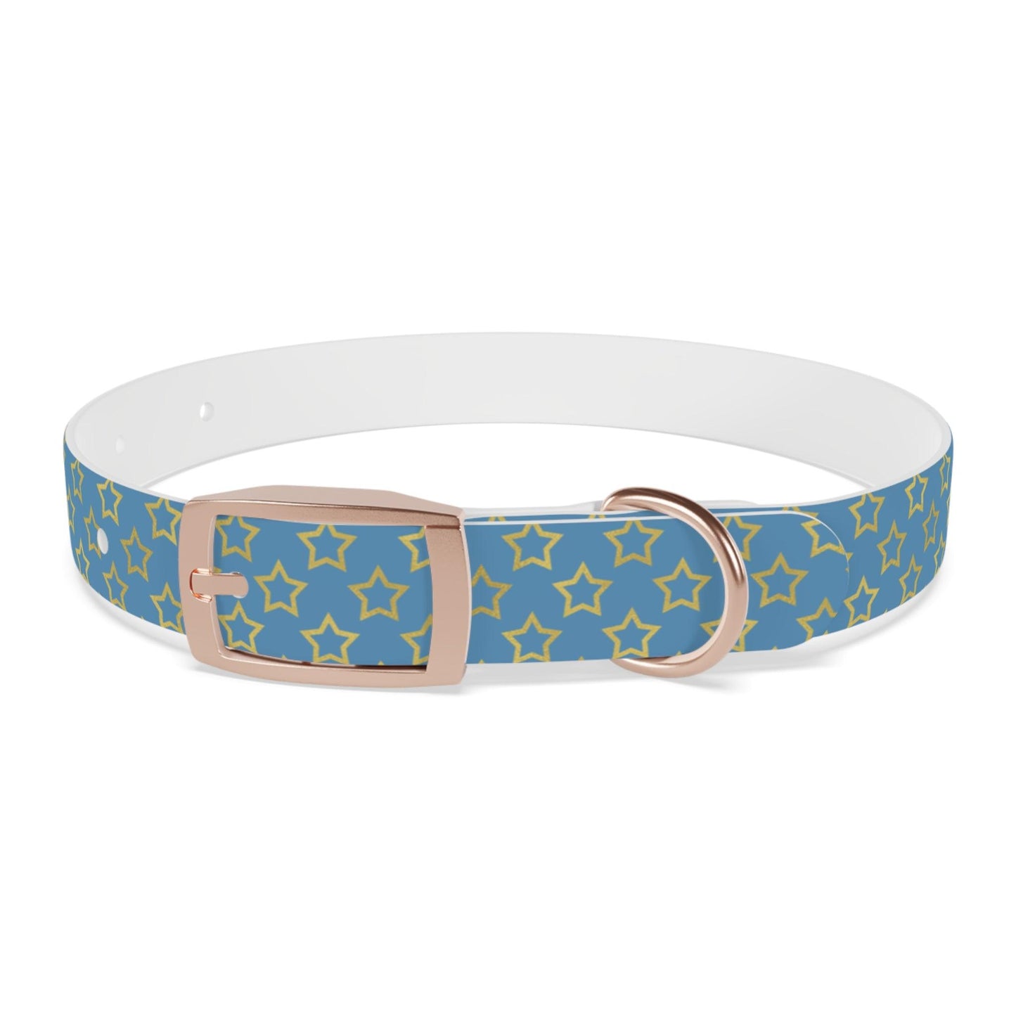 Dog Collar blue with yellow statrs - Weird Wembley's Leashes & Collars 