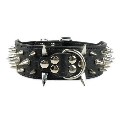 Spiked Studded Leather Dog Collars - Weird Wembley's Leashes & Collars 