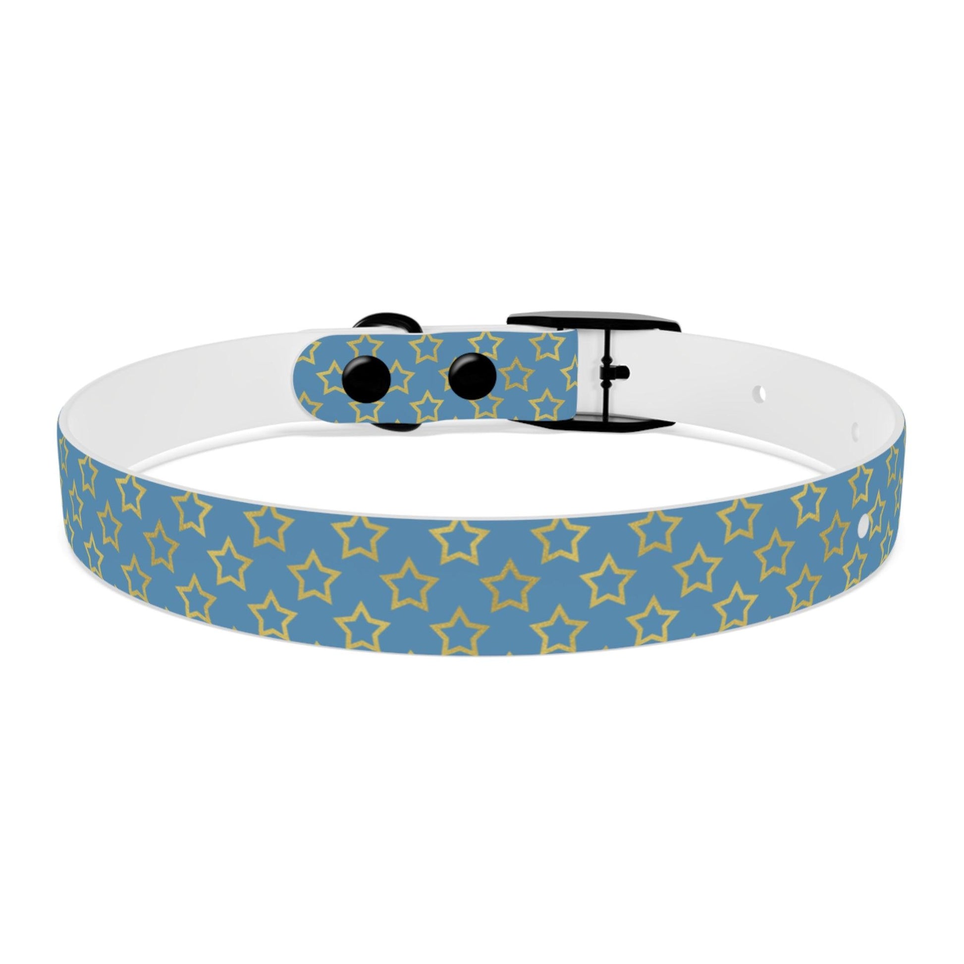 Dog Collar blue with yellow statrs - Weird Wembley's Leashes & Collars 