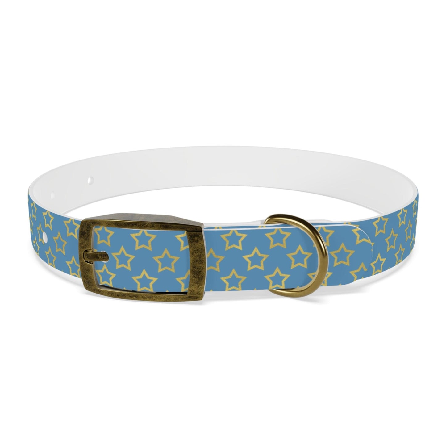 Dog Collar blue with yellow statrs - Weird Wembley's Leashes & Collars 