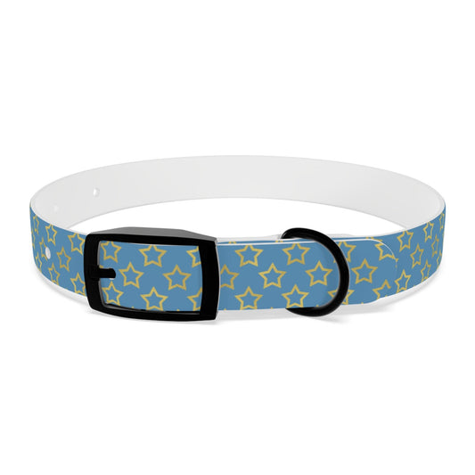 Dog Collar blue with yellow statrs - Weird Wembley's Leashes & Collars 