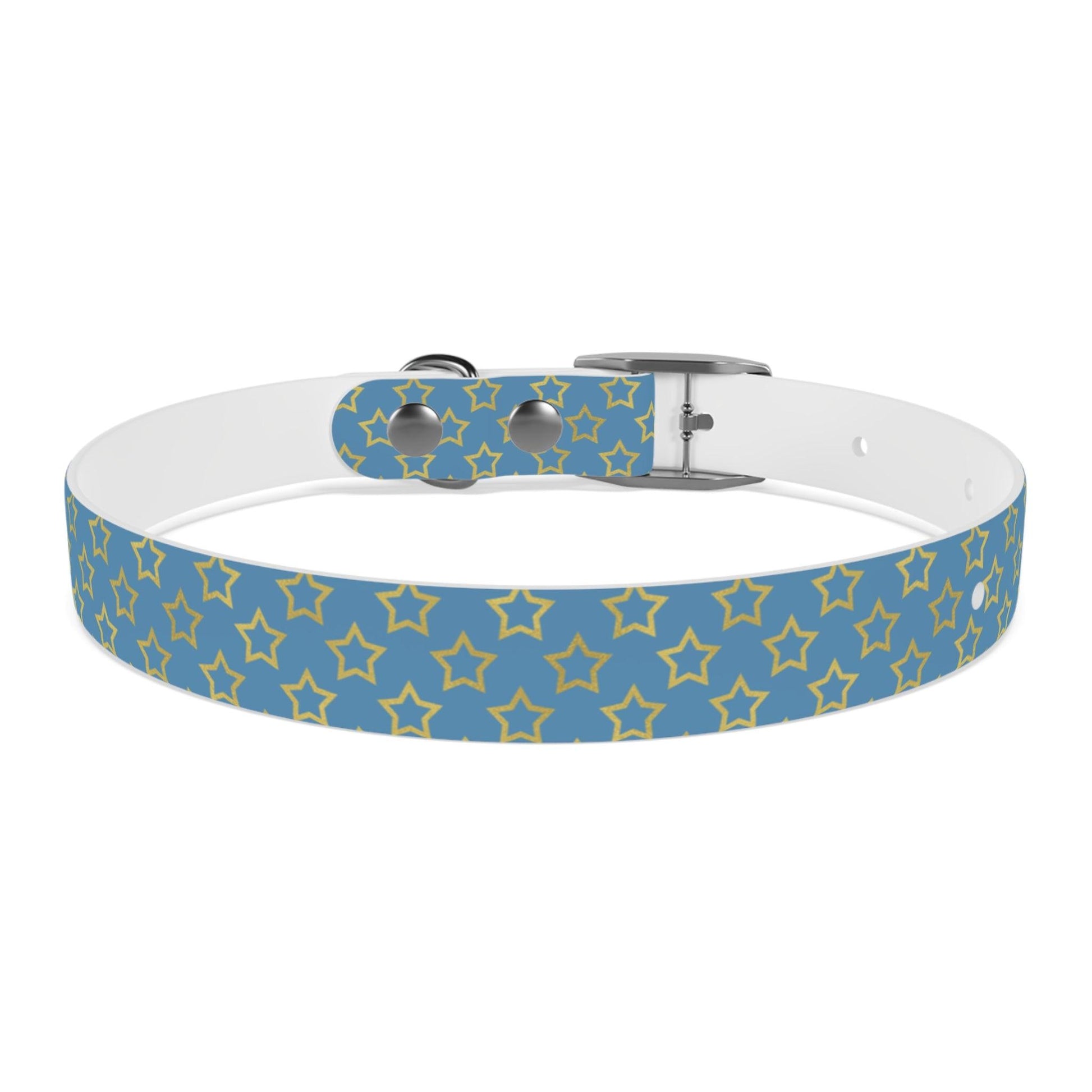 Dog Collar blue with yellow statrs - Weird Wembley's Leashes & Collars 