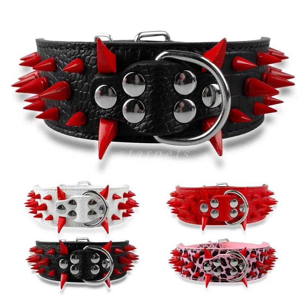 Spiked Studded Leather Dog Collars - Weird Wembley's Leashes & Collars 