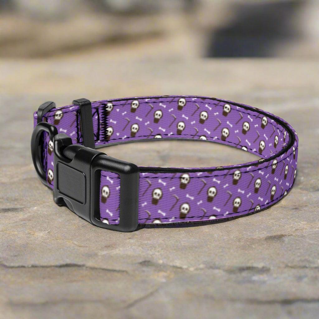 Purple Skull and Crossbones Dog Collar Ships Free - Weird Wembley's Leashes & Collars 