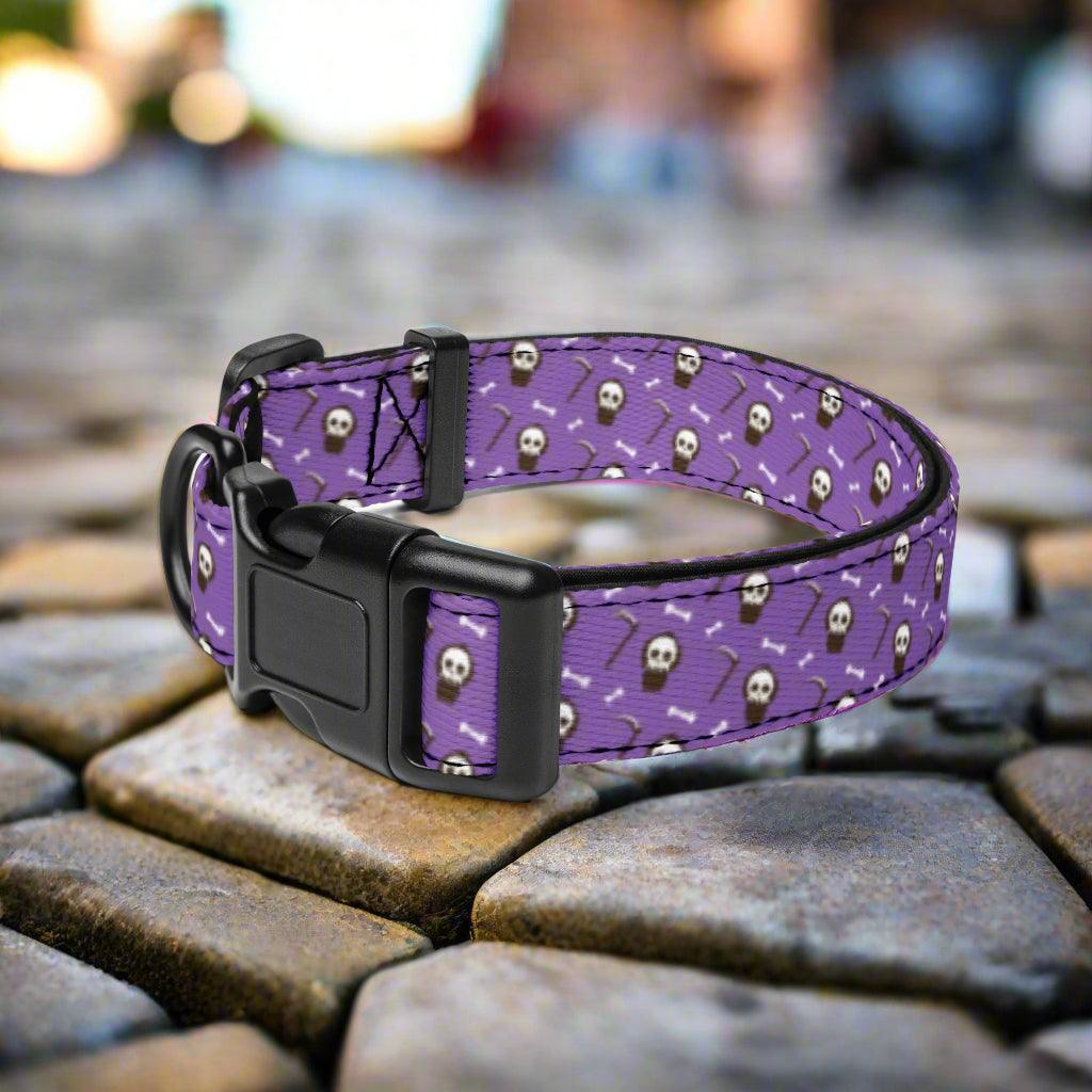 Purple Skull and Crossbones Dog Collar Ships Free - Weird Wembley's Leashes & Collars 