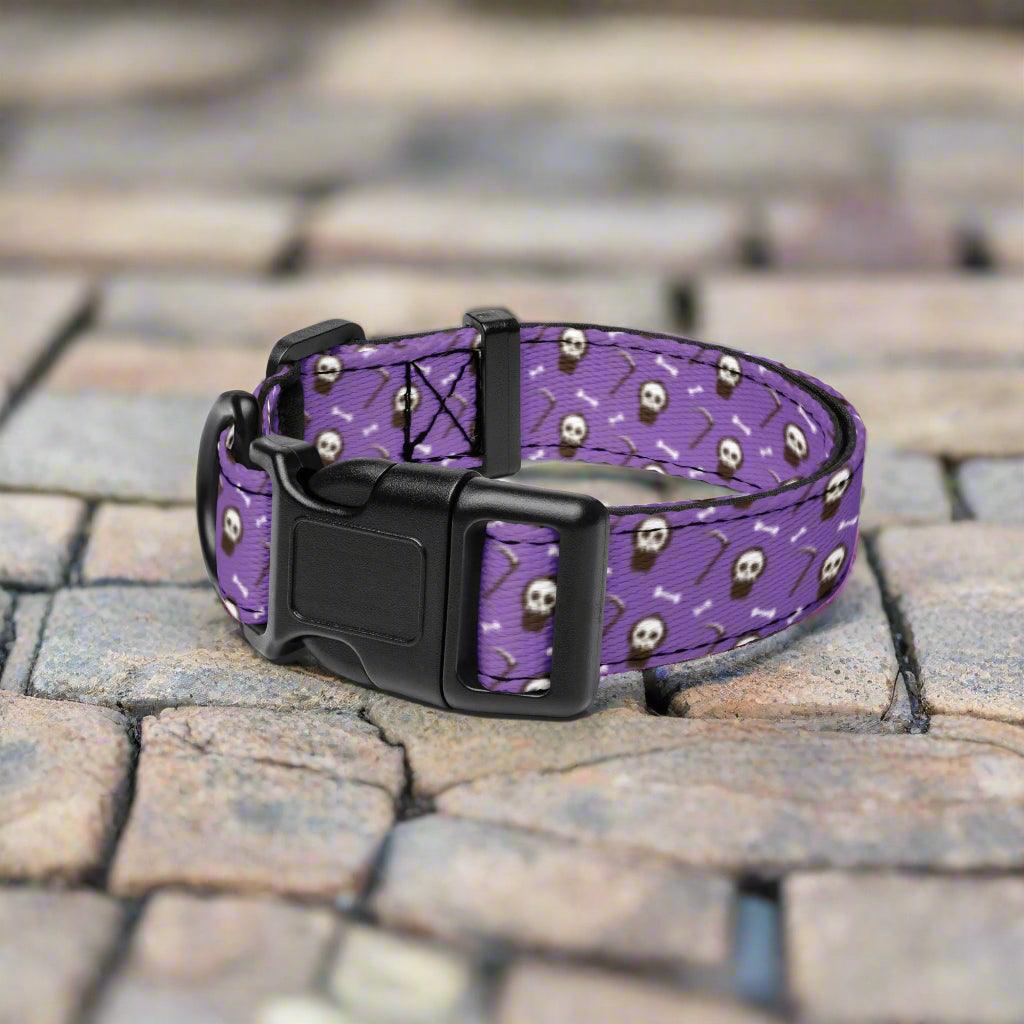 Purple Skull and Crossbones Dog Collar Ships Free - Weird Wembley's Leashes & Collars 