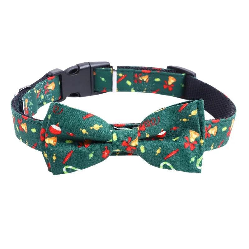 Christmas Bowtie Dog Collar - Weird Wembley's Leashes & Collars 