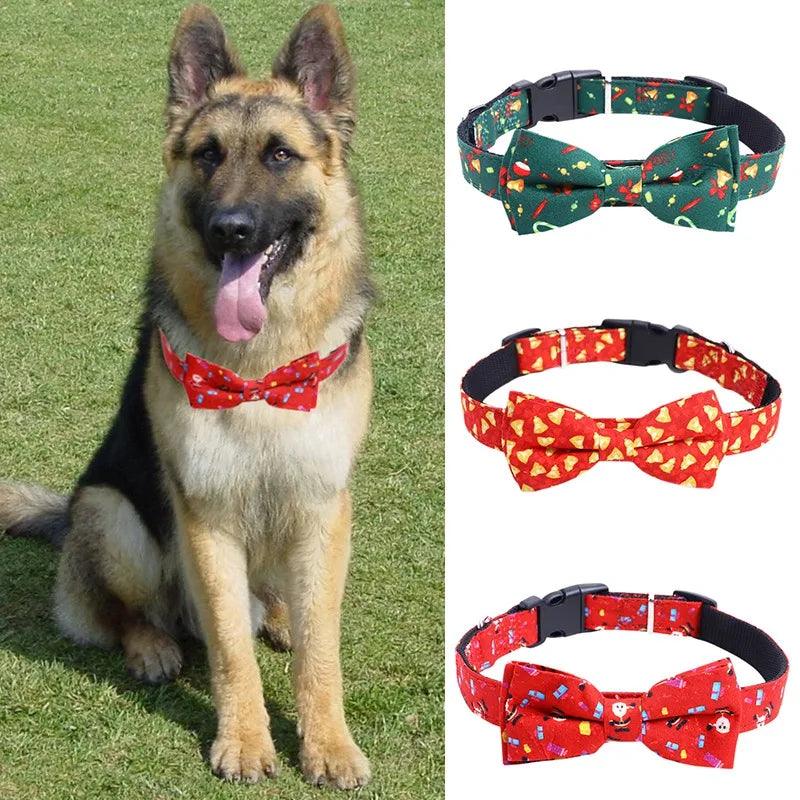 Christmas Bowtie Dog Collar - Weird Wembley's Leashes & Collars 