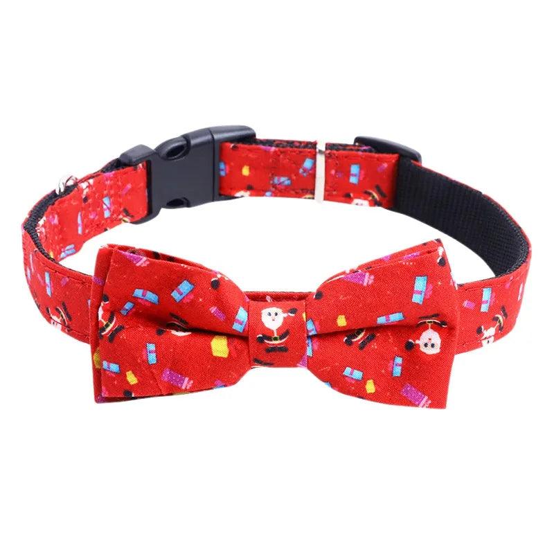 Christmas Bowtie Dog Collar - Weird Wembley's Leashes & Collars 