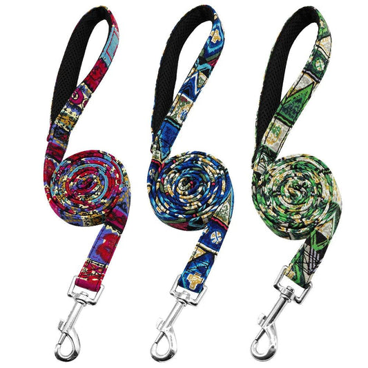 5ft Nylon Dog Leash Colorful Print - Weird Wembley's Leashes & Collars 