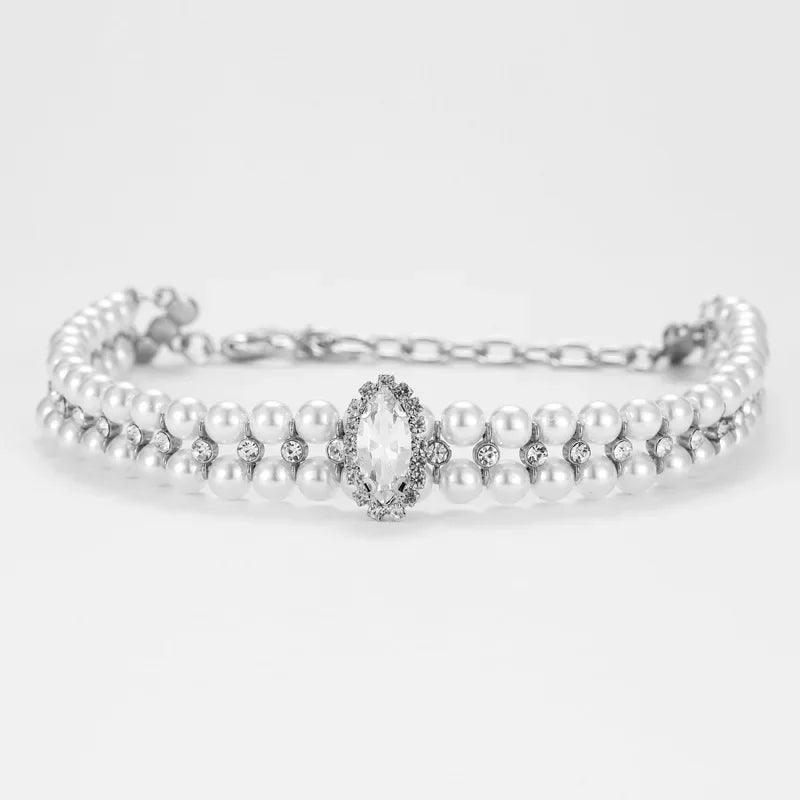 Pearl and Crystal Rhinestone Cat Collar - Weird Wembley's Leashes & Collars 