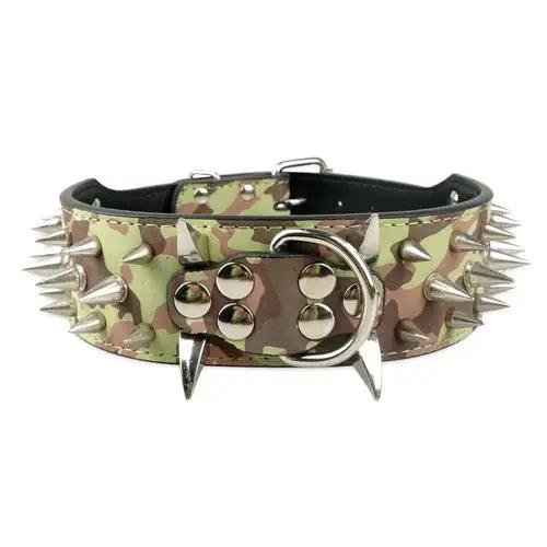 Spiked Studded Leather Dog Collars - Weird Wembley's Leashes & Collars 