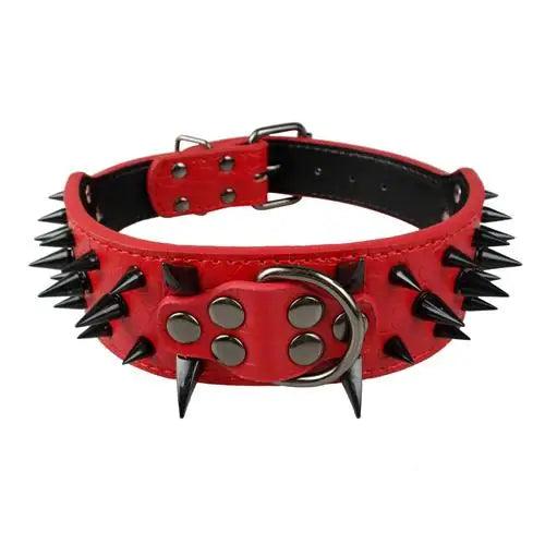 Spiked Studded Leather Dog Collars - Weird Wembley's Leashes & Collars 