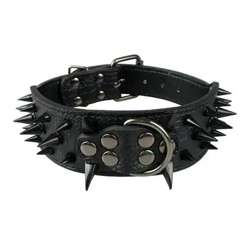 Spiked Studded Leather Dog Collars - Weird Wembley's Leashes & Collars 