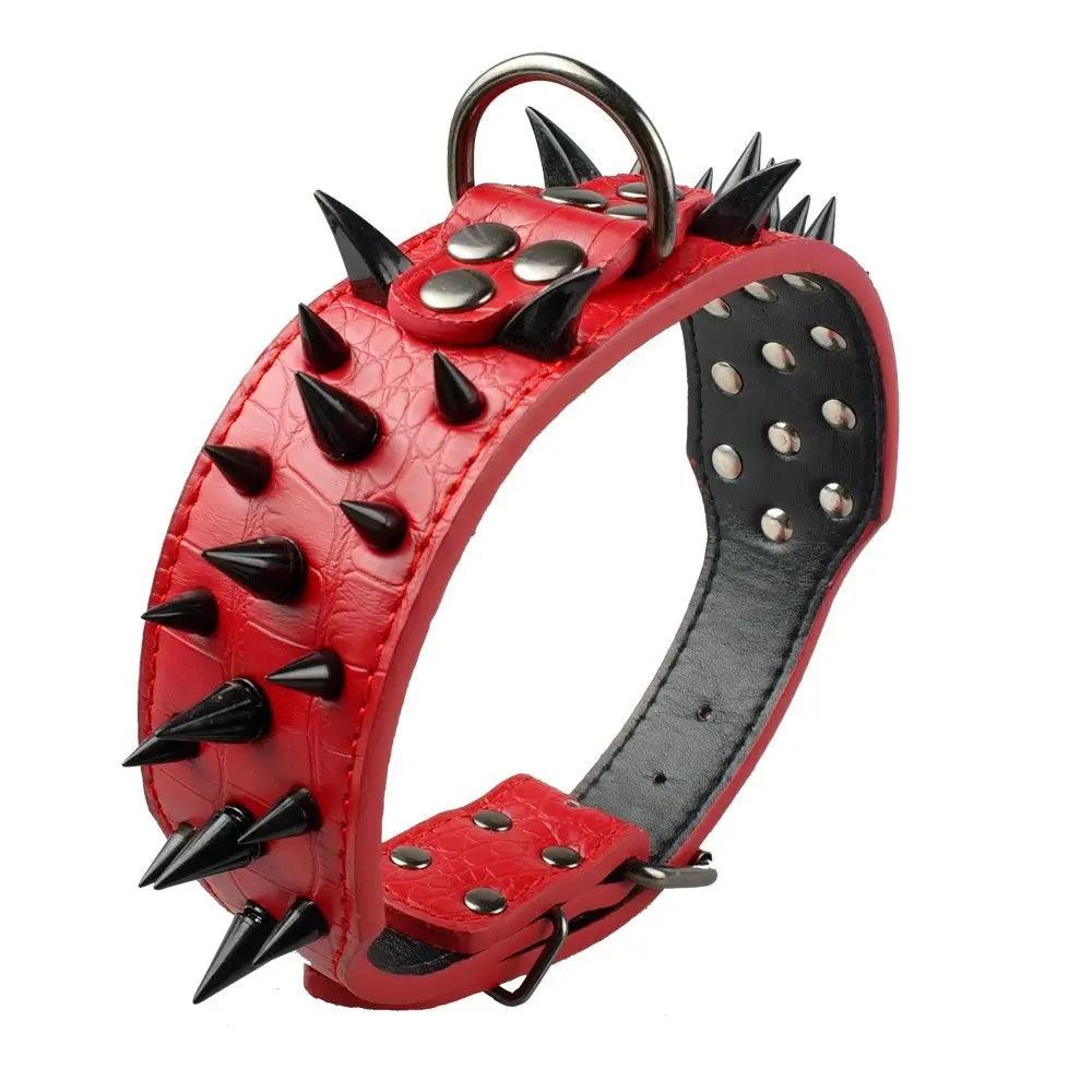 Spiked Studded Leather Dog Collars - Weird Wembley's Leashes & Collars 