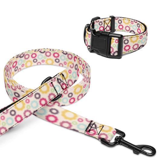 Colorful Circular Pattern Pet Collar and Leash Set - Weird Wembley's Leashes & Collars 