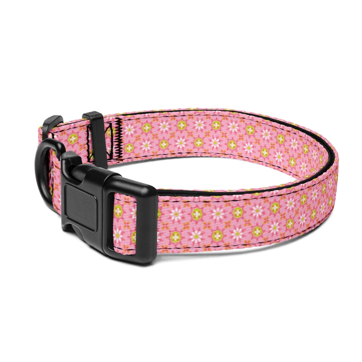 Pink and Yellow Flowers Pink Background Ships Free - Weird Wembley's Leashes & Collars 