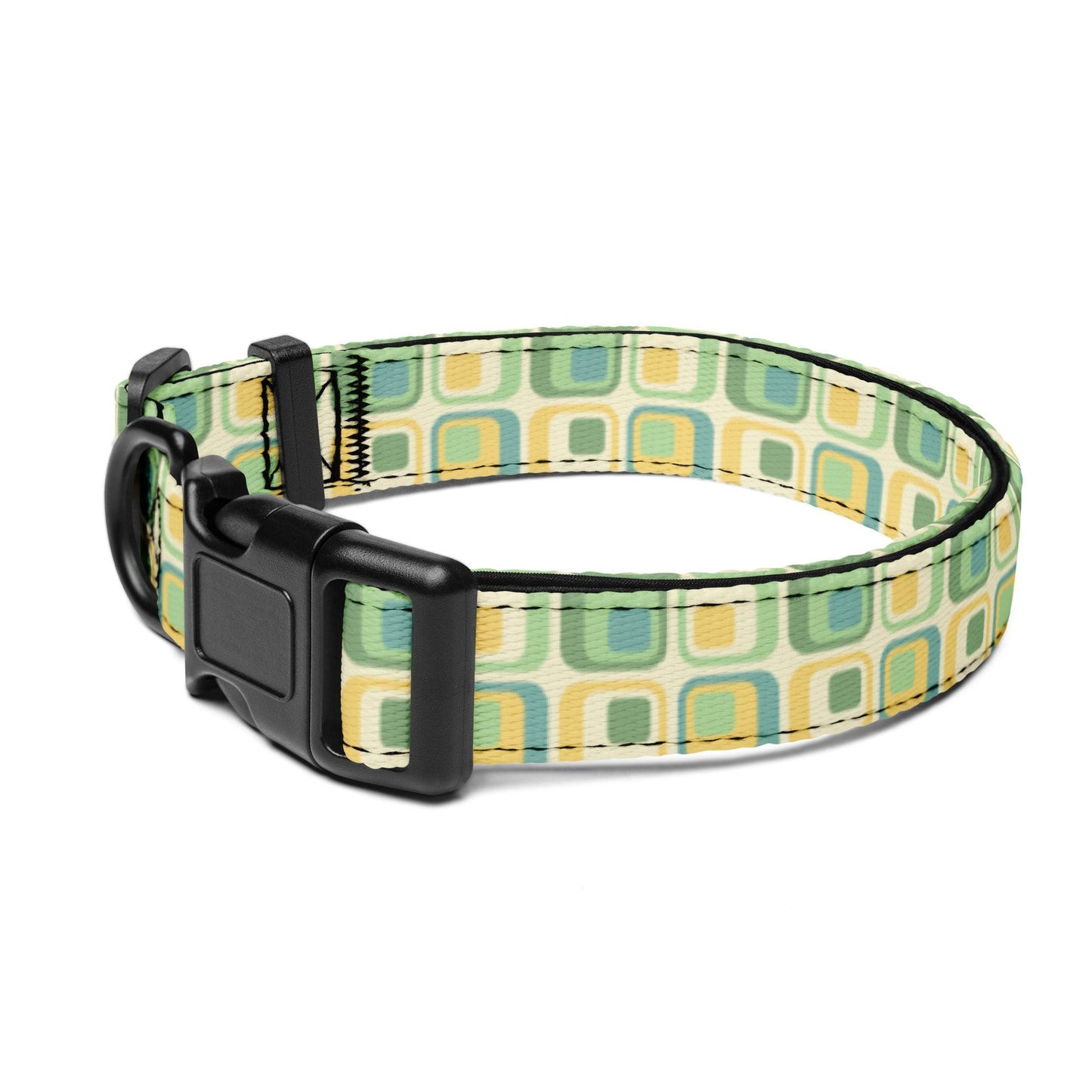 Dog Collar with Green and Yellow Squares Ships Free - Weird Wembley's Leashes & Collars 