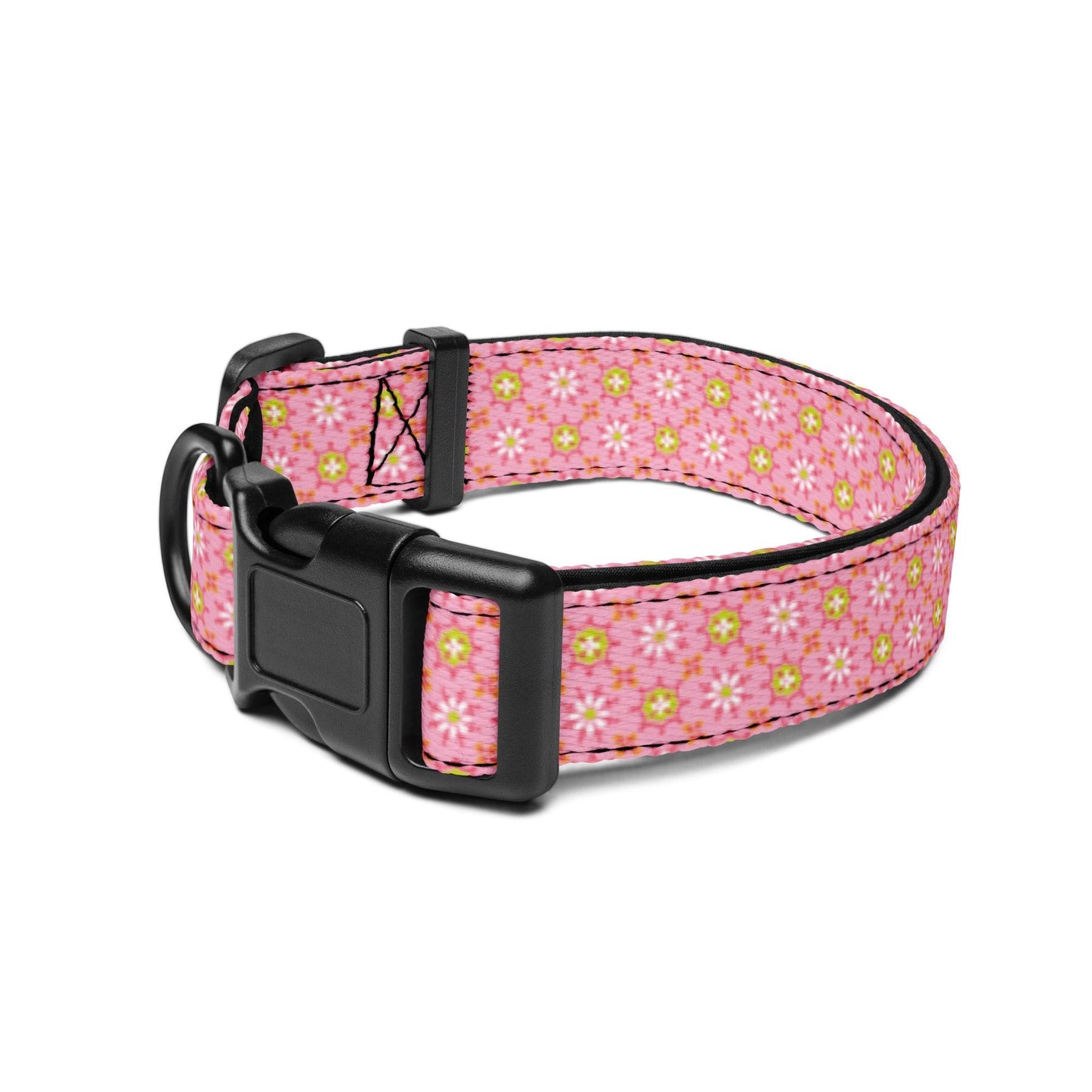 Pink and Yellow Flowers Pink Background Ships Free - Weird Wembley's Leashes & Collars 