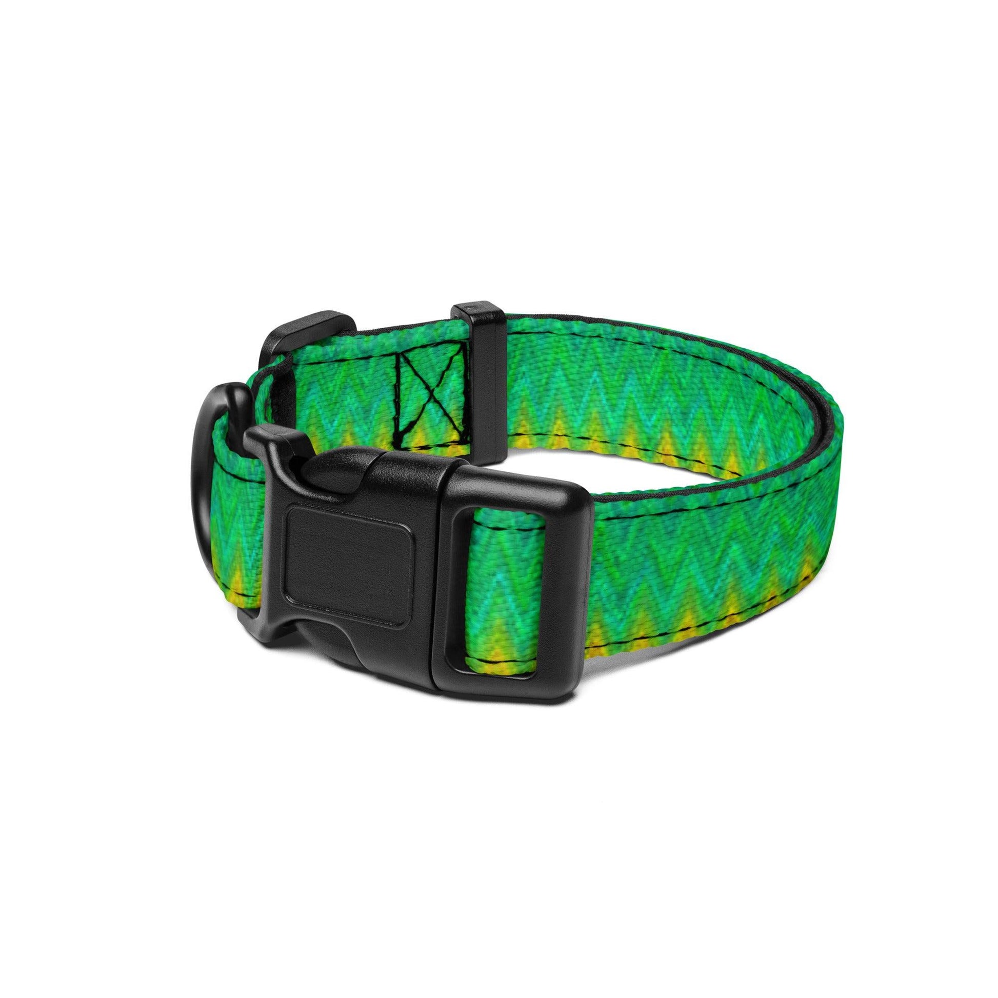 Green and Yellow Dog Collar Ships Free - Weird Wembley's Leashes & Collars 