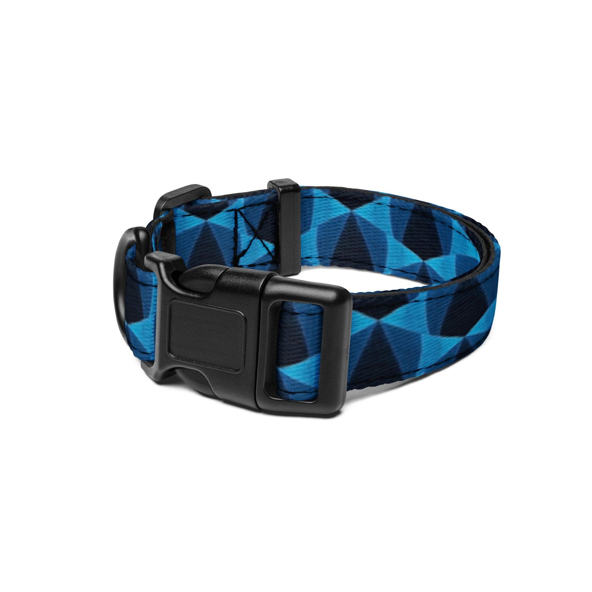 Blue Geomitric Dog Collar Ships Free - Weird Wembley's Leashes & Collars 