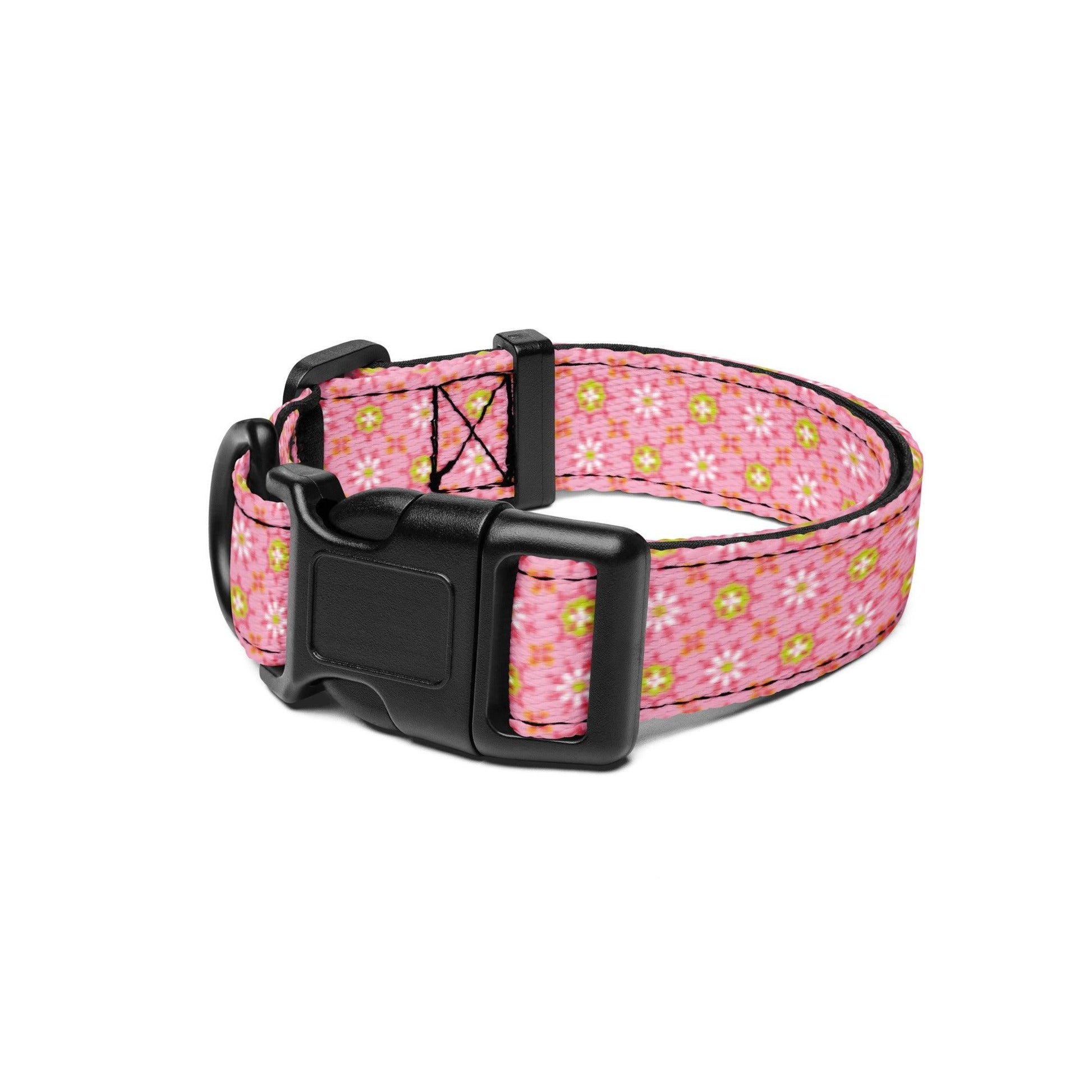 Pink and Yellow Flowers Pink Background Ships Free - Weird Wembley's Leashes & Collars 