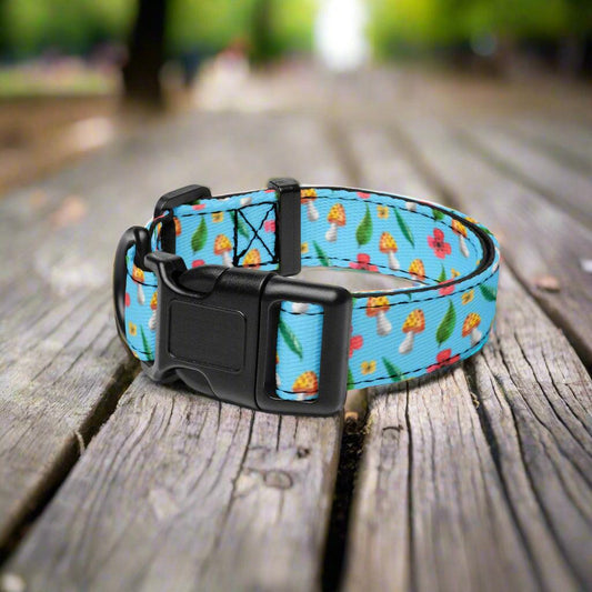 Colorful Mushroom and Flower Dog Collar Ships Free - Weird Wembley's Leashes & Collars 